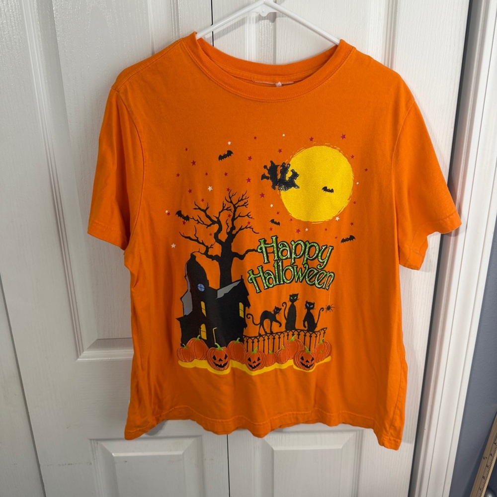 Vintage‎ orange halloween witches cats pumpkins tee